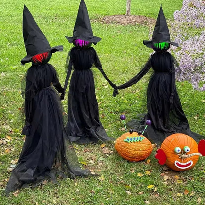 Halloween Decorations, 6 FT Set of 3 Lighted Halloween Witch with Stakes for Outdoor Garden Yard Lawn Haunted House Decor